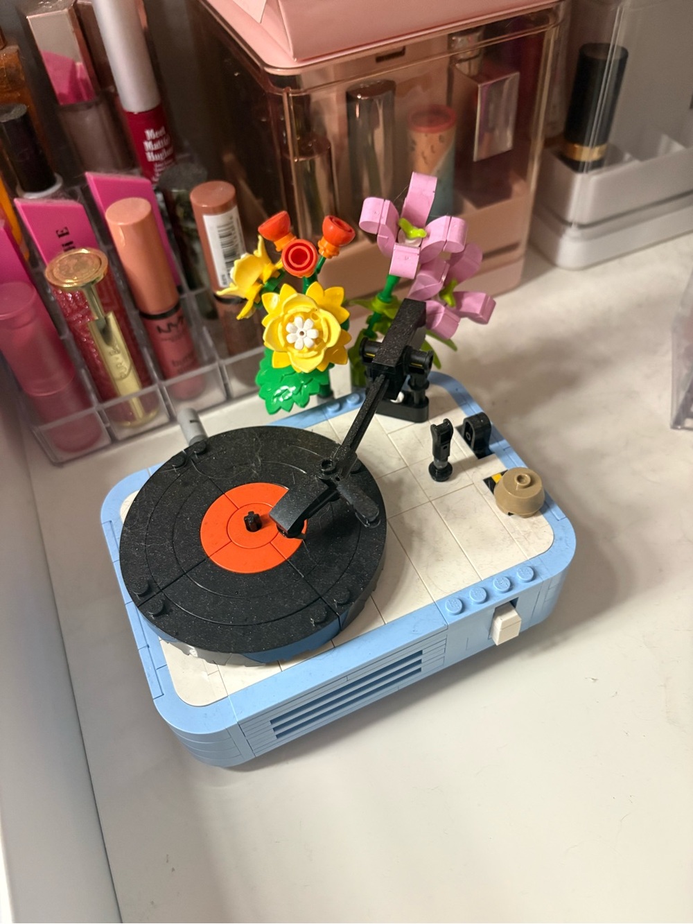 Lego Record Player with Flowers